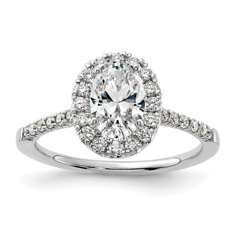 14K White Gold 1/3 carat Lab Grown Diamond VS+ F+ Semi-Mount Oval Halo Engagement Ring