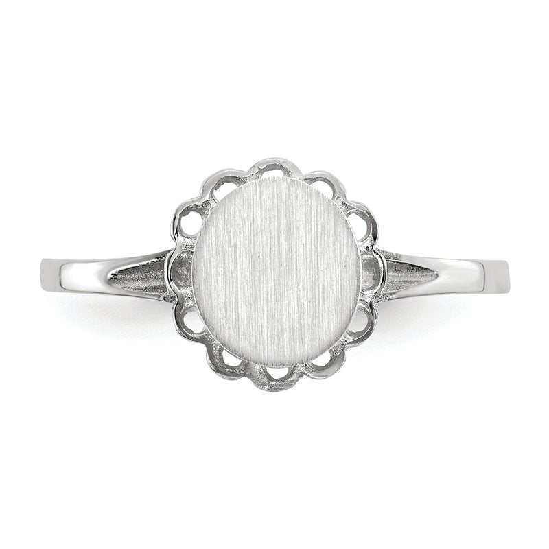 14k White Gold 6.5x7.0mm Open Back Signet Ring