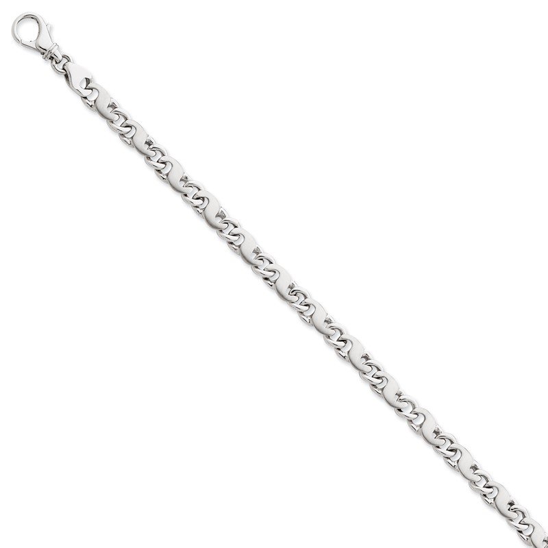 14K White Gold 18 inch 5.4mm Hand Polished and Satin Fancy S-Link with Fancy Lobster Clasp Chain