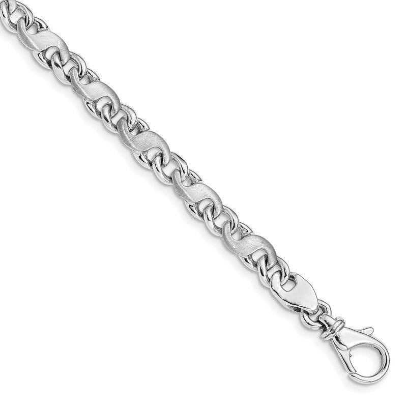 14K White Gold 18 inch 5.4mm Hand Polished and Satin Fancy S-Link with Fancy Lobster Clasp Chain
