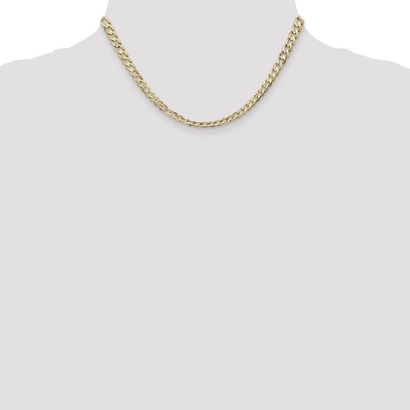 14K 26 inch 4.5mm Open Concave Curb with Lobster Clasp Chain