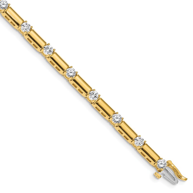 14k Complete 2.1 carat Round VS Diamond Bar Link 7 inch Tennis Bracelet