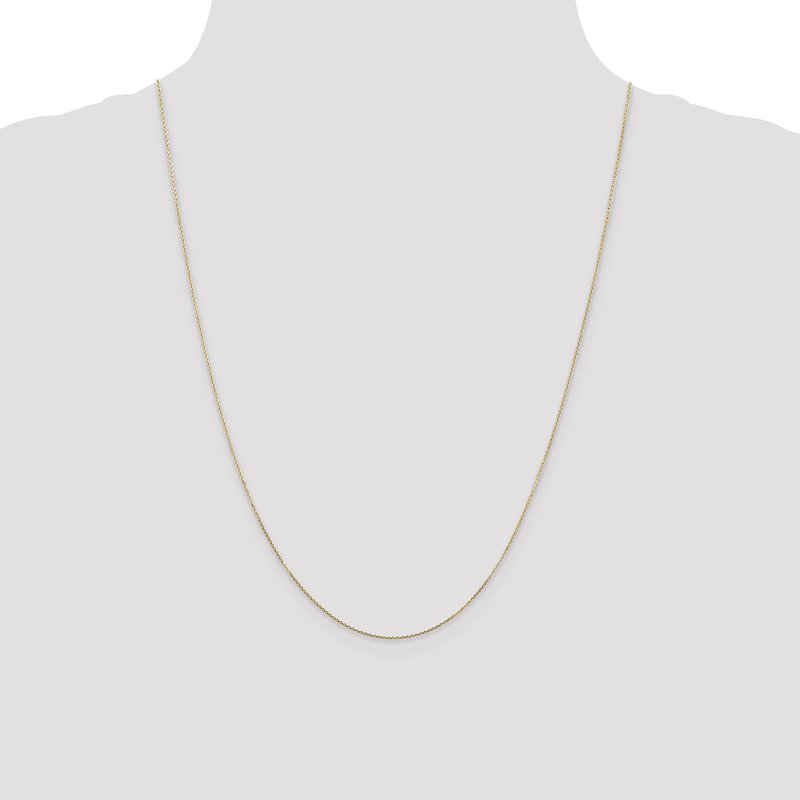 14K 26 inch .8mm Diamond-cut Round Open Link Cable with Lobster Clasp Chain