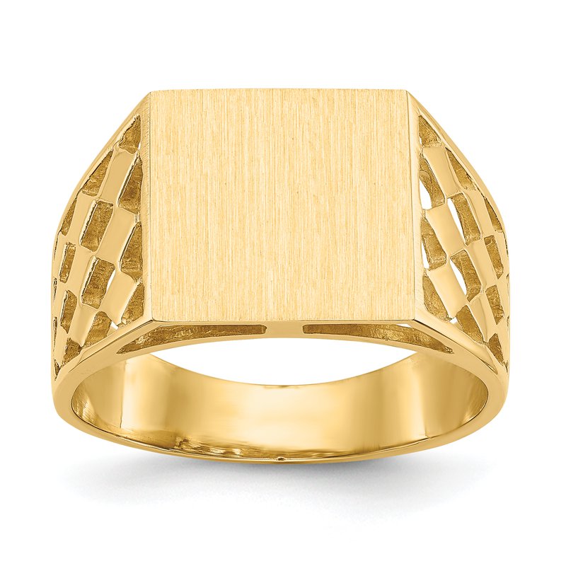 14k 12.5x12.0mm Open Back Mens Signet Ring