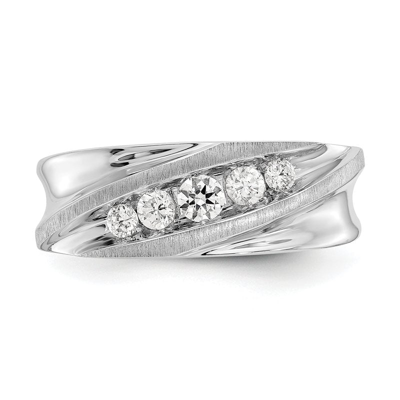 14K White Gold Men's 1/4 carat Lab Grown Diamond VS/SI  D E F  Brushed and Polished Band