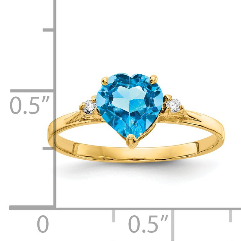 14k 7mm Heart Blue Topaz A Diamond ring