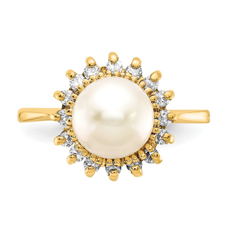 14k 7.5mm FW Cultured Pearl A Diamond ring