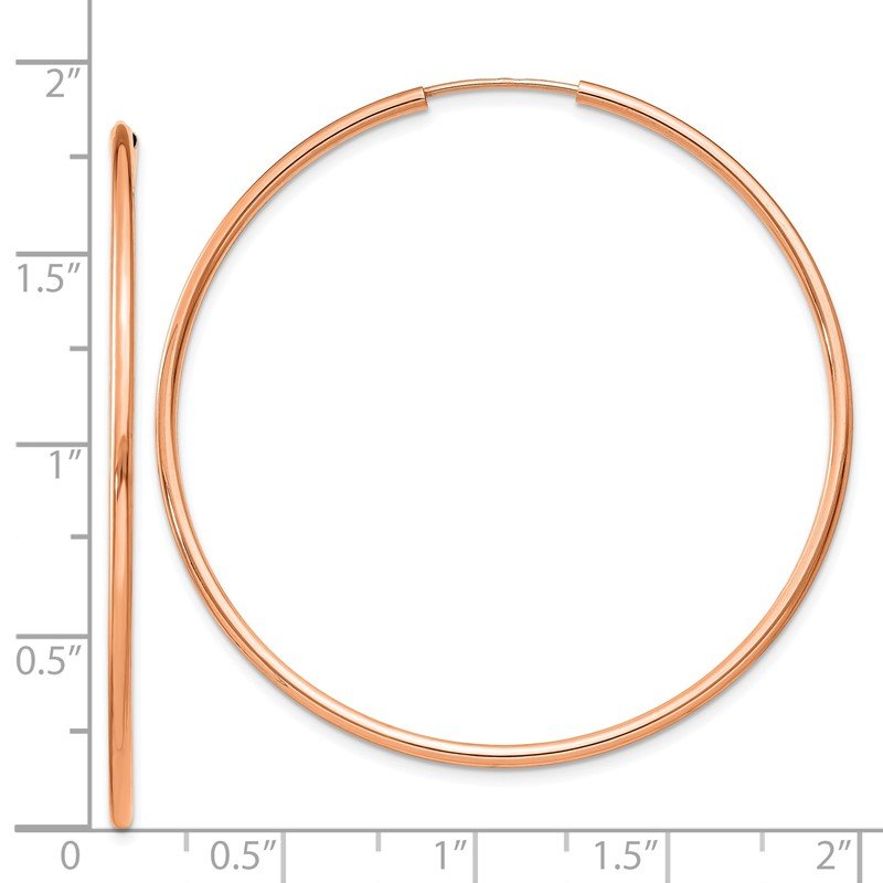 14k Rose Gold 1.5x45mm Polished Endless Tube Hoop Earrings