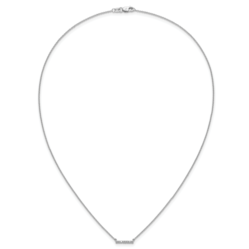 14k White Gold 1/10 carat Diamond Bar 18 inch Necklace