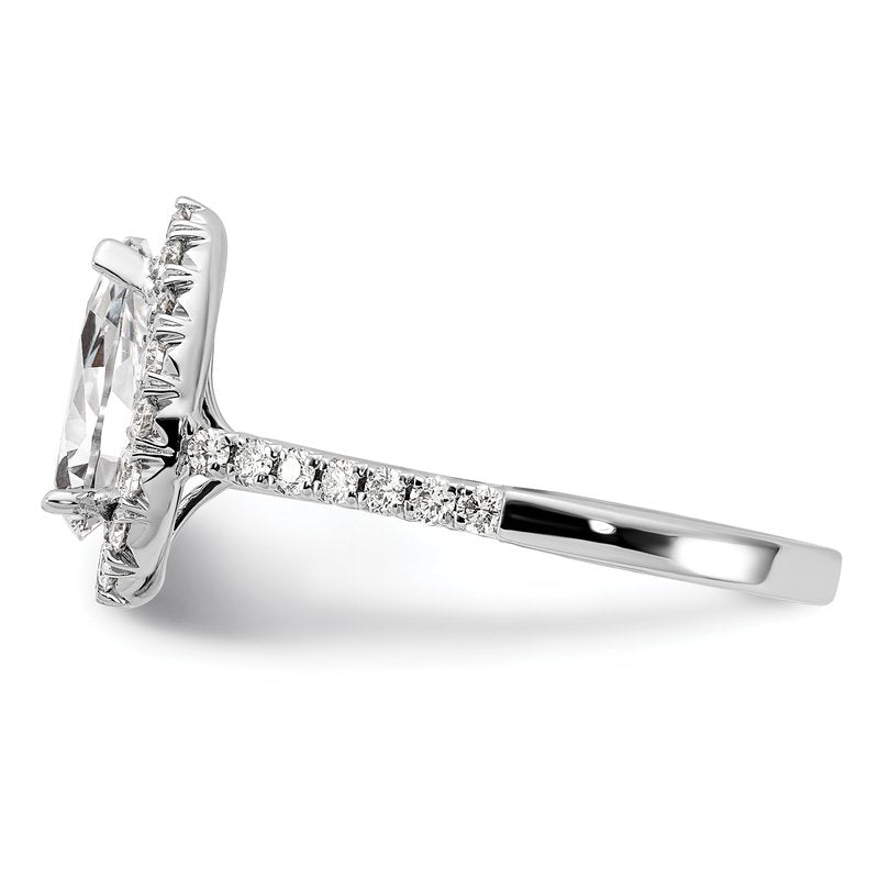 14K White Gold 1/3 carat Lab Grown Diamond VS+ F+ Semi-Mount Pear Halo Engagement Ring