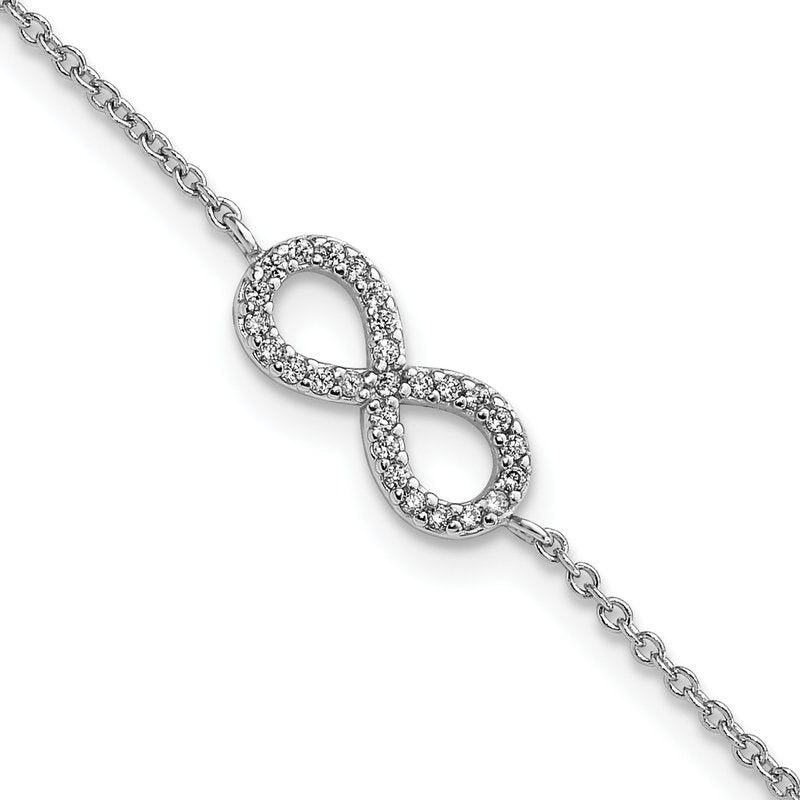Sterling Silver Rhodium-plated Brilliant-cut CZ Infinity 7 Inch Bracelet with 1 Inch Extender