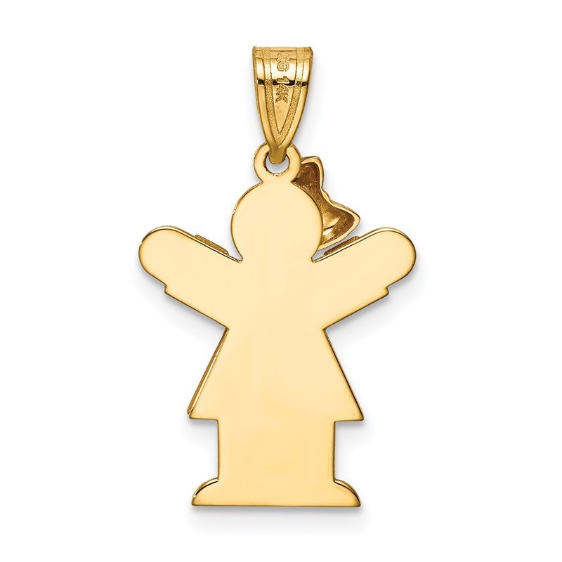 14k Two-tone The Kids Small Girl with Bow on Left AA Diamond Love Pendant