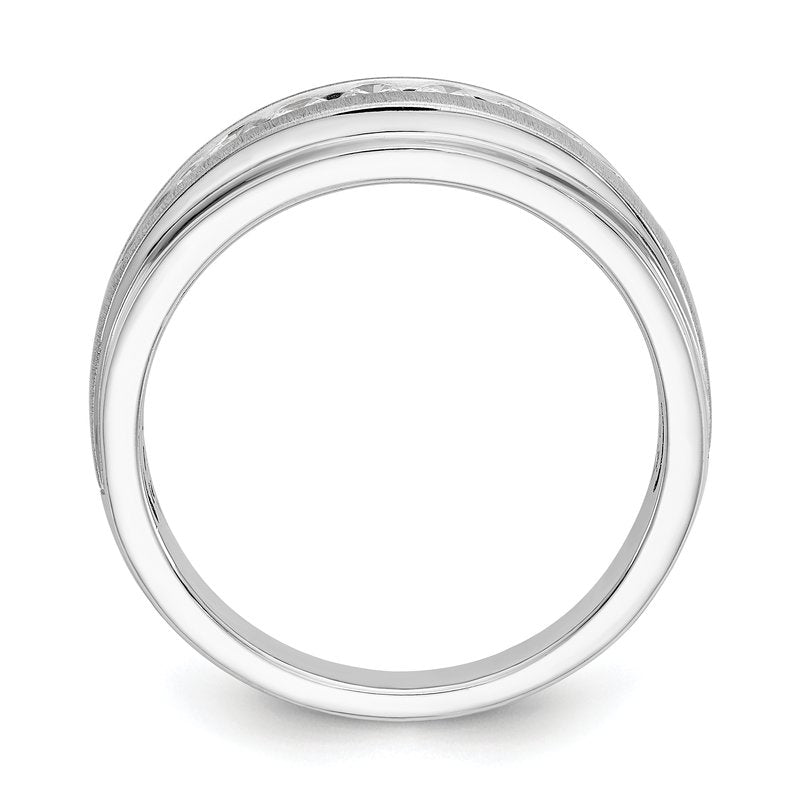 14K White Gold Men's 3/8 carat Lab Grown Diamond VS/SI  D E F  Brushed and Polished Band