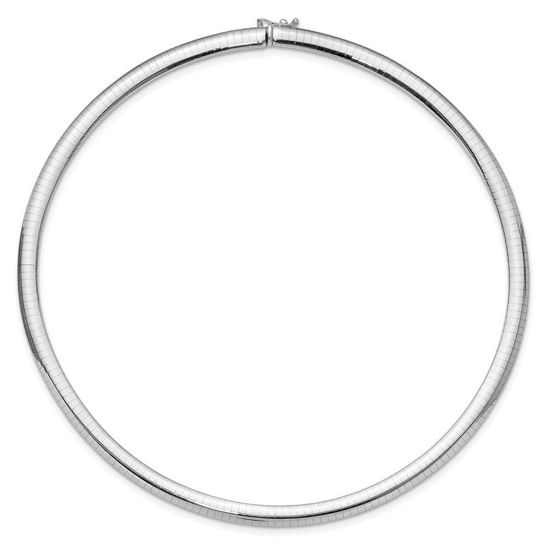 14k White Gold Polished 6mm Standard Weight 16 inch Domed Omega Necklace