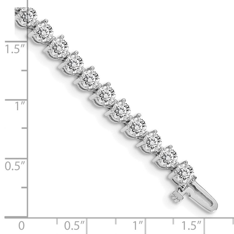 14k White Gold Complete 8.5 carat Round AAA Diamond 3-prong 7 inch Tennis Bracelet