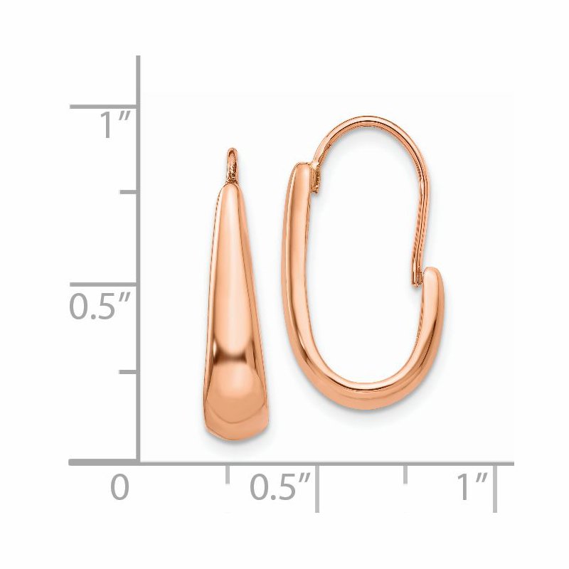 14k Rose Gold Polished Tapered J-Hoop Wire Earrings