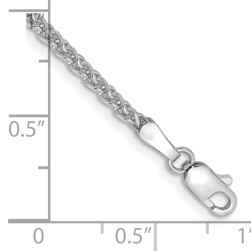 14K White Gold 16 inch 2.1mm Diamond-cut Spiga with Lobster Clasp Chain