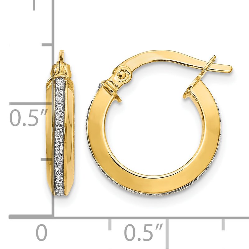 14K Polished Glimmer Infused Hoop Earrings