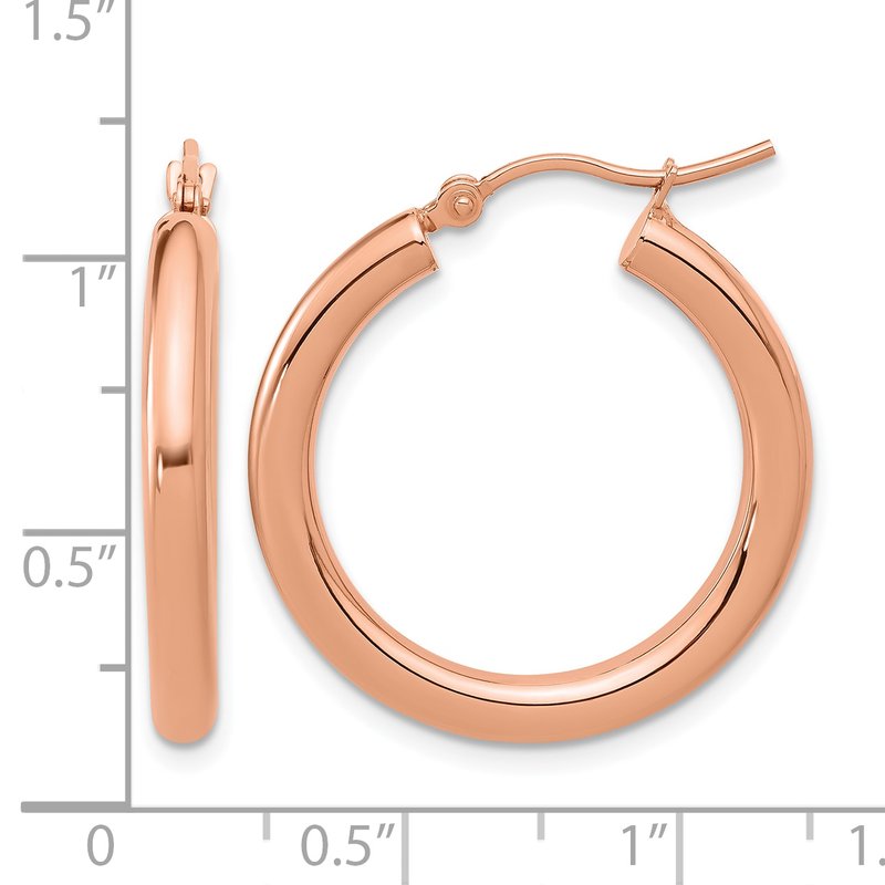 14K Rose Gold 3mm Polished Hoop Earrings