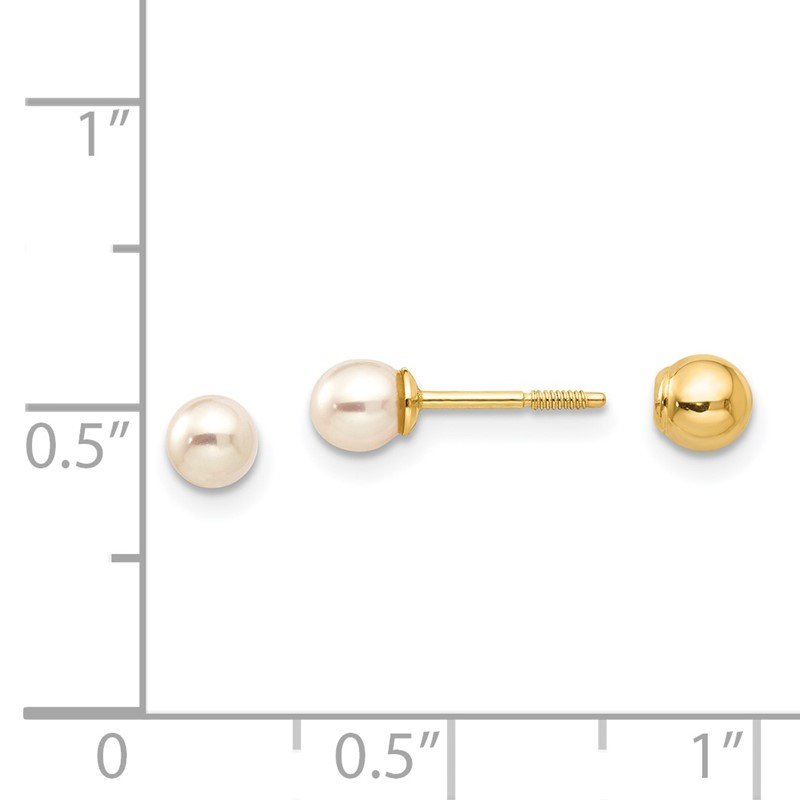 14k Madi K Reversible 3.75-4mm FW Cultured Pearl &amp; Gold Ball Earrings