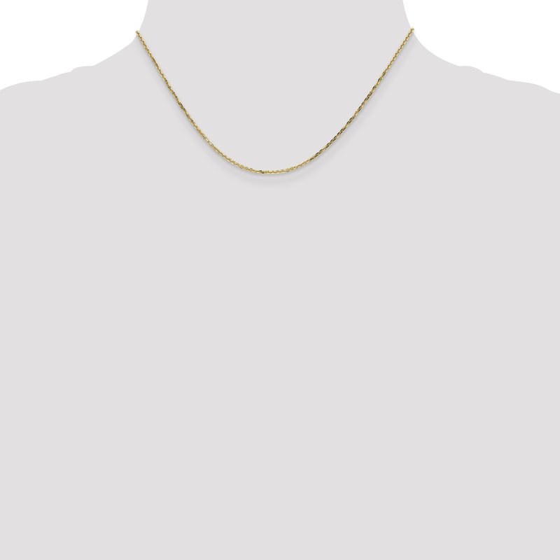 14K 26 inch 1.4mm Diamond-cut Round Open Link Cable with Lobster Clasp Chain