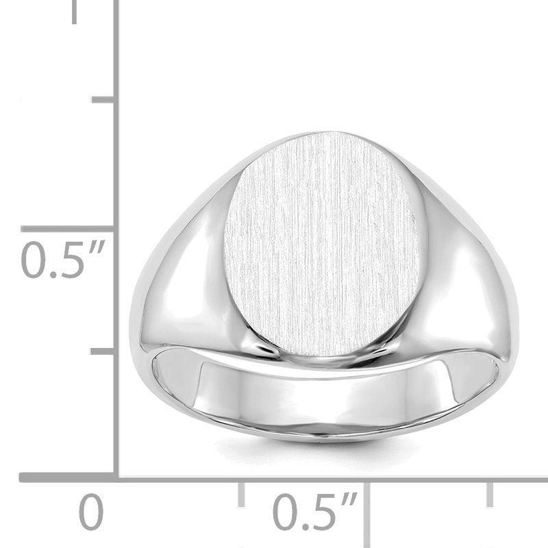 14k White Gold 11.0x13.0mm Open Back Signet Ring