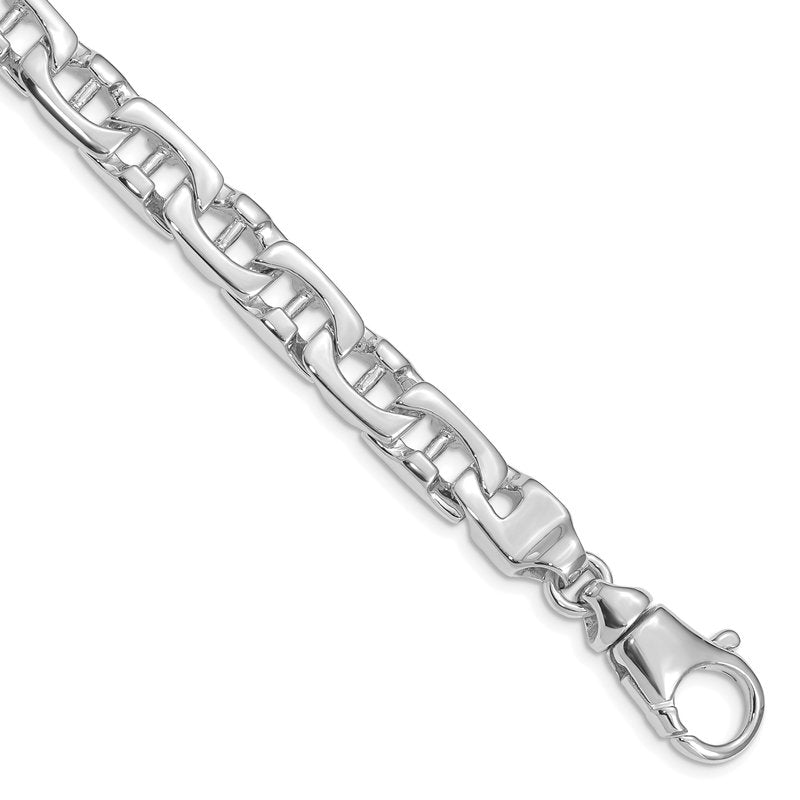 14K White Gold 20 inch 8.5mm Hand Polished Fancy Link with Fancy Lobster Clasp Chain