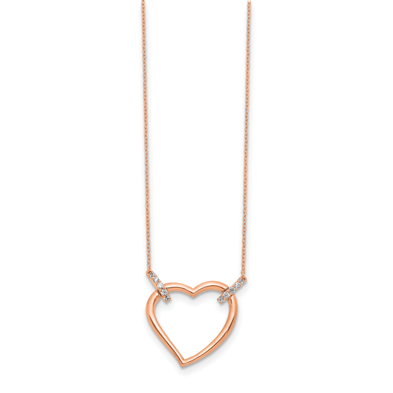 14k Rose Gold 1/20 carat Diamond Heart 18 inch Necklace