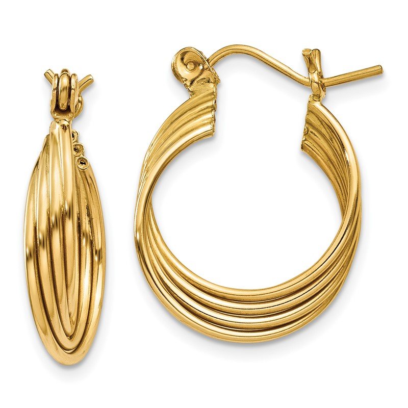 14k Polished Circles Hoop Earrings