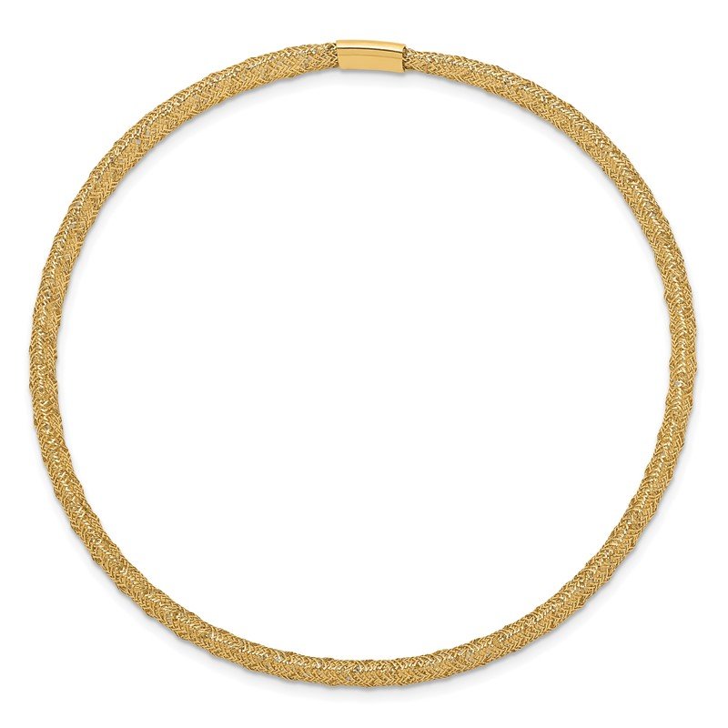 14K 4mm Fancy Woven Mesh Slip-on Stretch Bracelet