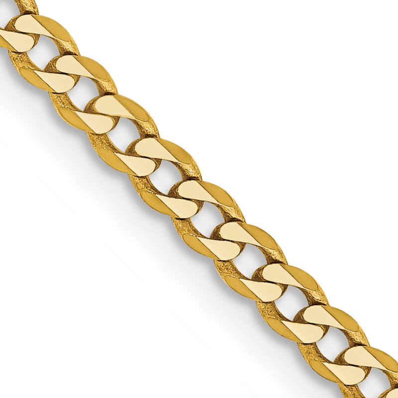 14K 10 inch 2.3mm Flat Beveled Curb with Lobster Clasp Anket