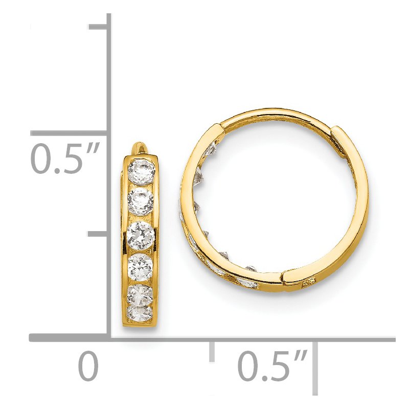 14k Madi K CZ Children's Hinged Hoop Earrings