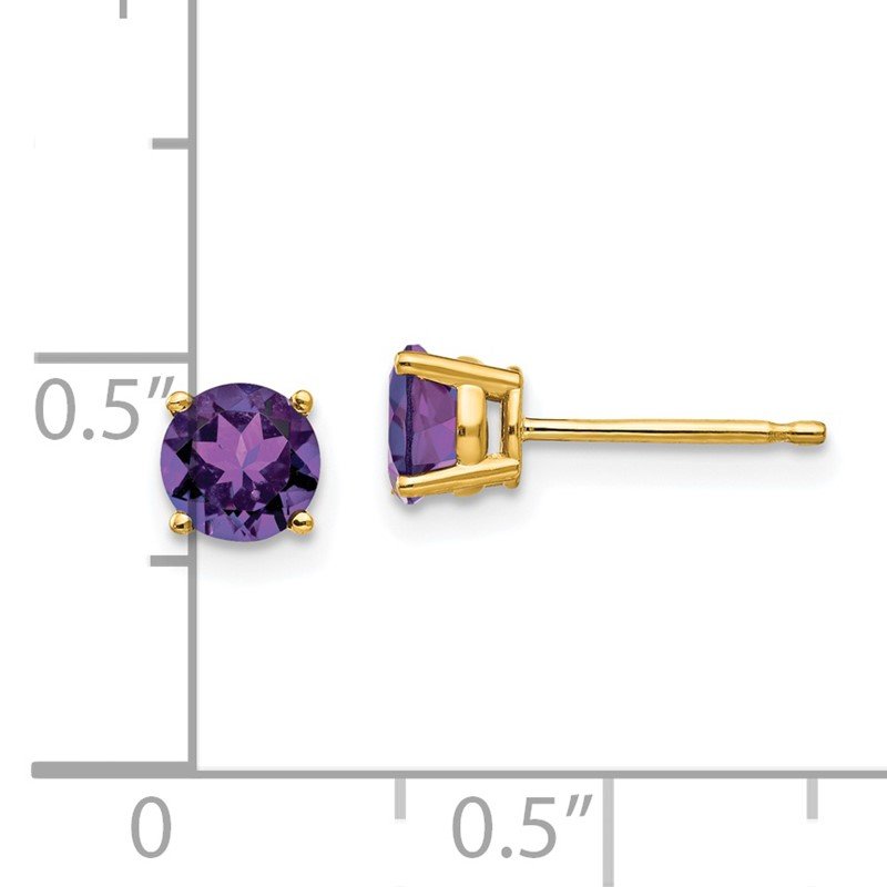 14k 5mm Round Amethyst Post Earrings