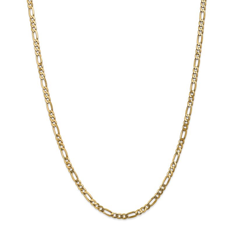 14K 26 inch 4mm Flat Figaro with Lobster Clasp Chain