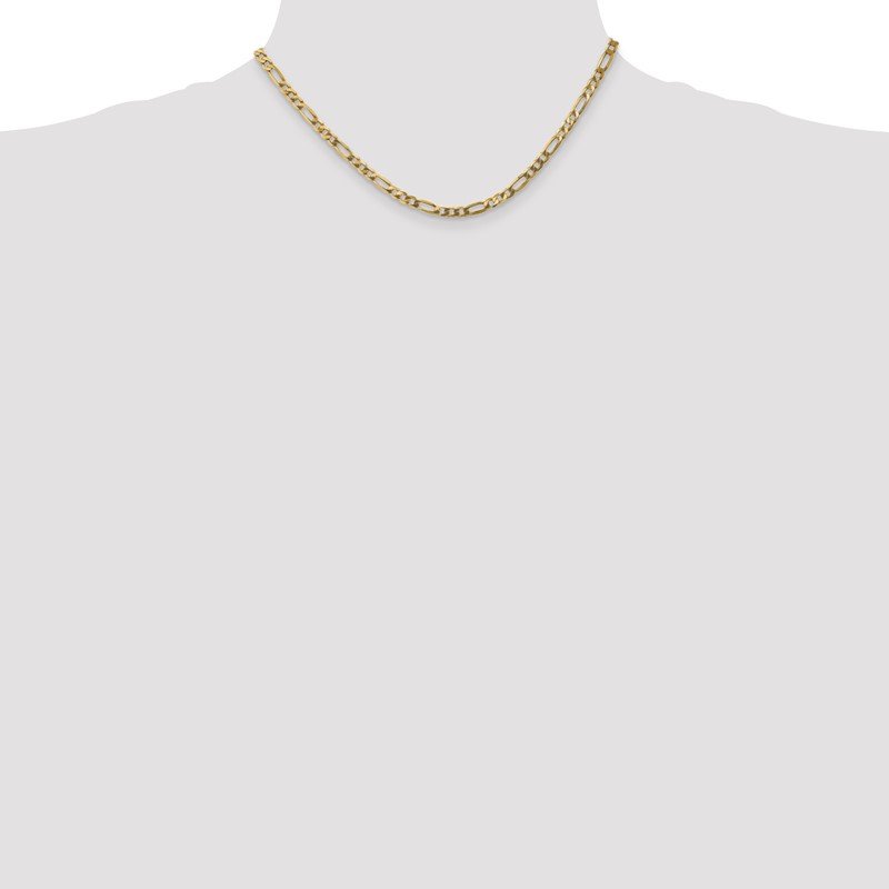14K 26 inch 4mm Flat Figaro with Lobster Clasp Chain