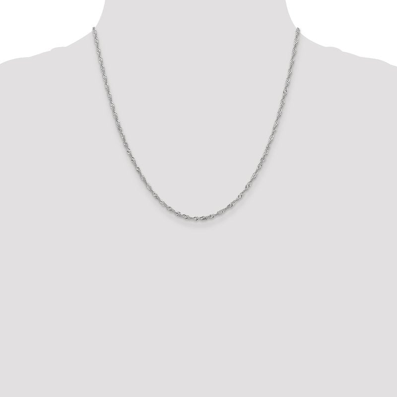 14K White Gold 1.9mm Singapore Chain Anklet