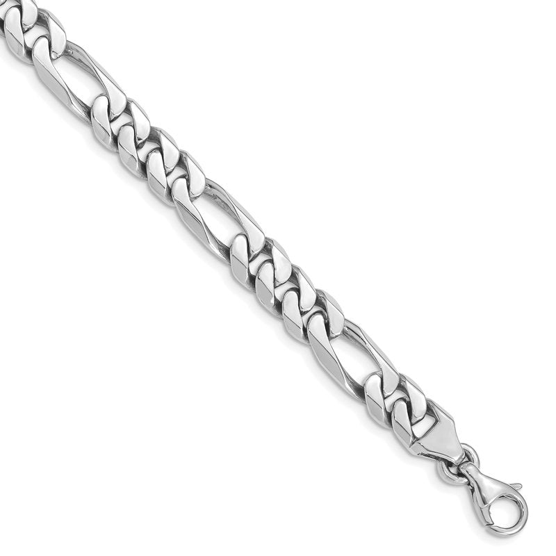 14K White Gold 20 inch 8mm Hand Polished Figaro Link with Fancy Lobster Clasp Chain