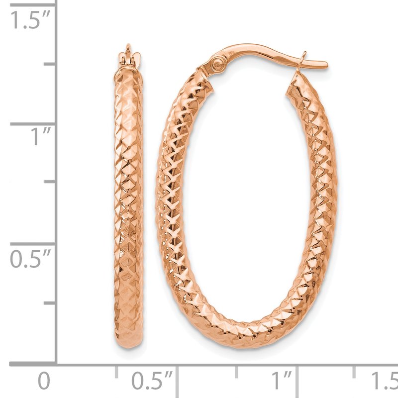 14K ForeverLite Rose Gold Polished and Textured Earrings