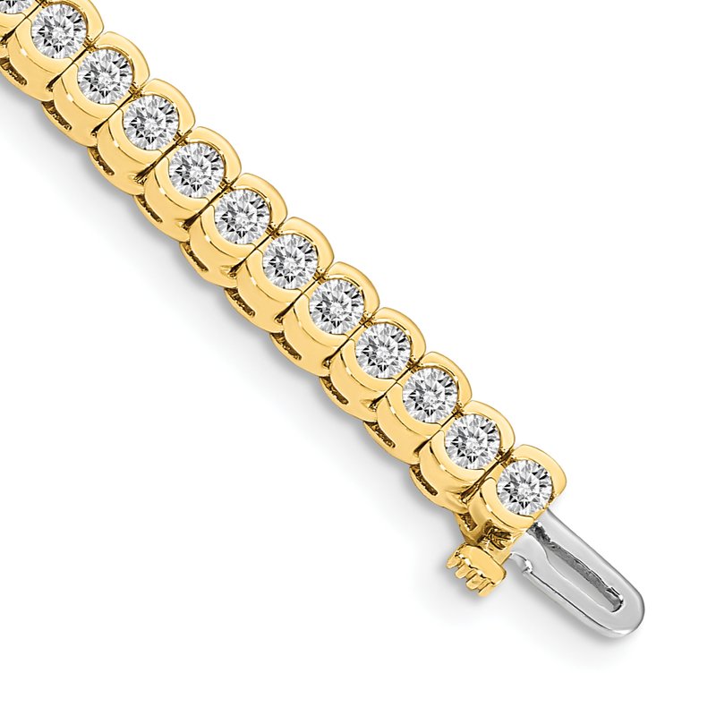 14k Complete 5.5 carat Round AAA Diamond Half-Bezel 7 inch Tennis Bracelet
