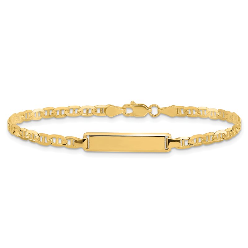 14k Polished Solid Chain/Solid Plate Anchor Link 19.5x4.5mm Plate 7 inch ID Bracelet