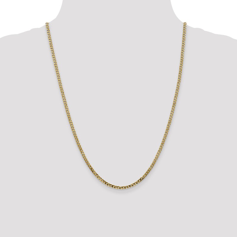 14K 26 inch 2.9mm Flat Beveled Curb with Lobster Clasp Chain