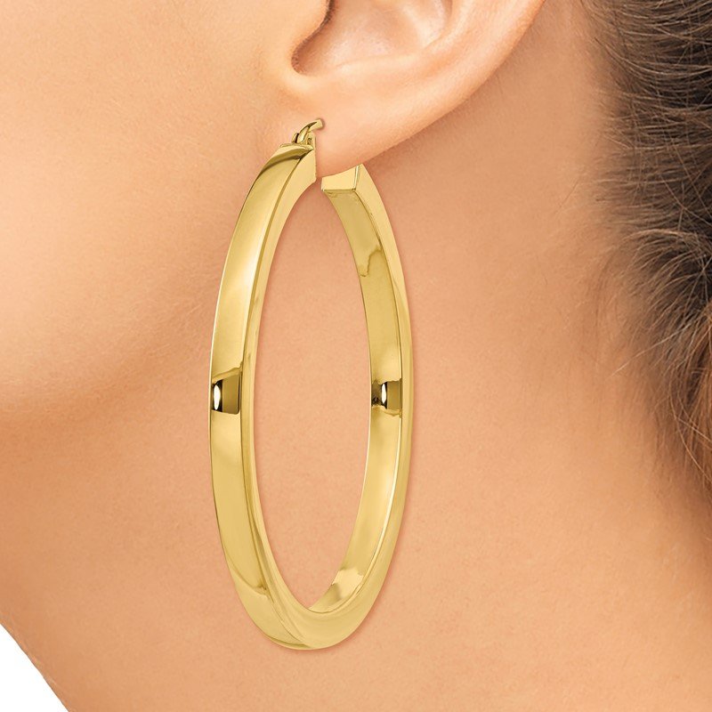 14k 3mm Polished Square Hoop Earrings