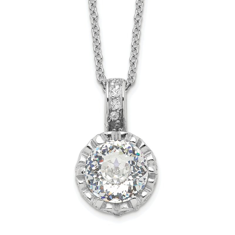 Sterling Silver Rhodium-plated Brilliant-cut and 100 Facet CZ 18 Inch Necklace