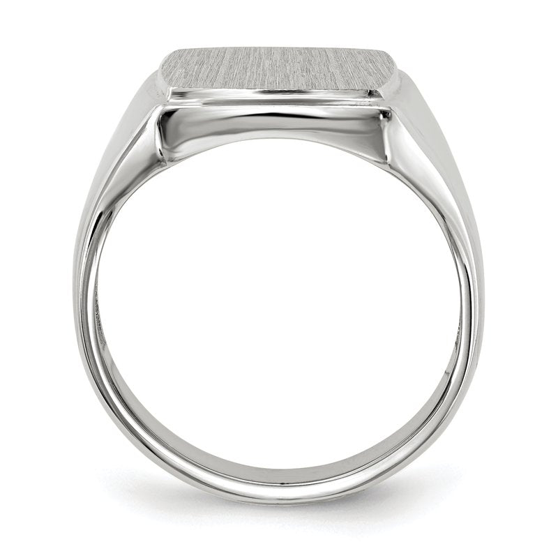 14k White Gold 13.0x15.0mm Open Back Mens Signet Ring