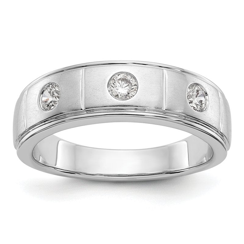 14K White Gold Men's 1/3 carat Lab Grown Diamond VS/SI  D E F  Band
