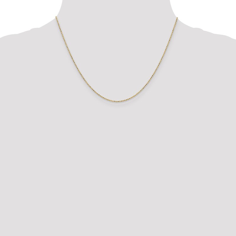 14K 10 inch 1.2mm Diamond-cut Beaded with Lobter Clasp Anklet