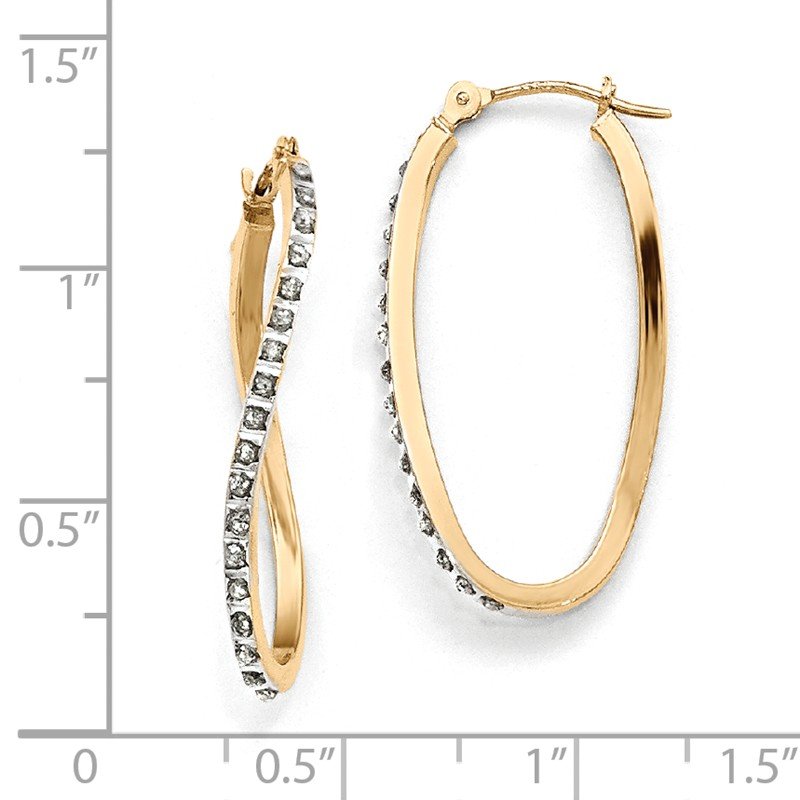 14k Diamond Fascination Twist Hinged Hoop Earrings