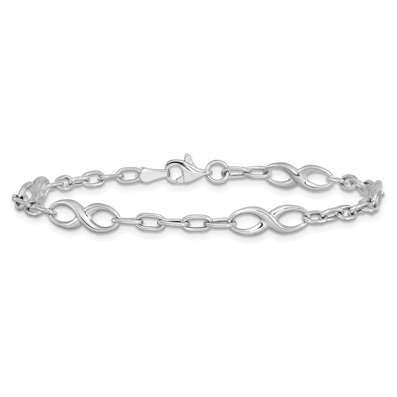 10K White Gold Polished Link Bracelet