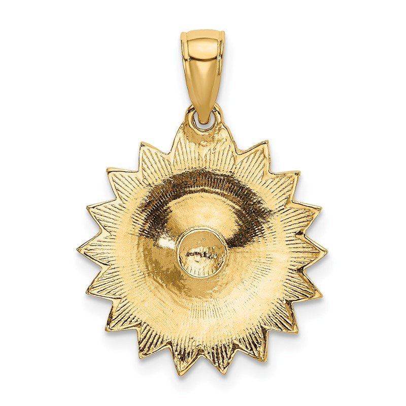 14k Enameled White Daisy Flower Pendant
