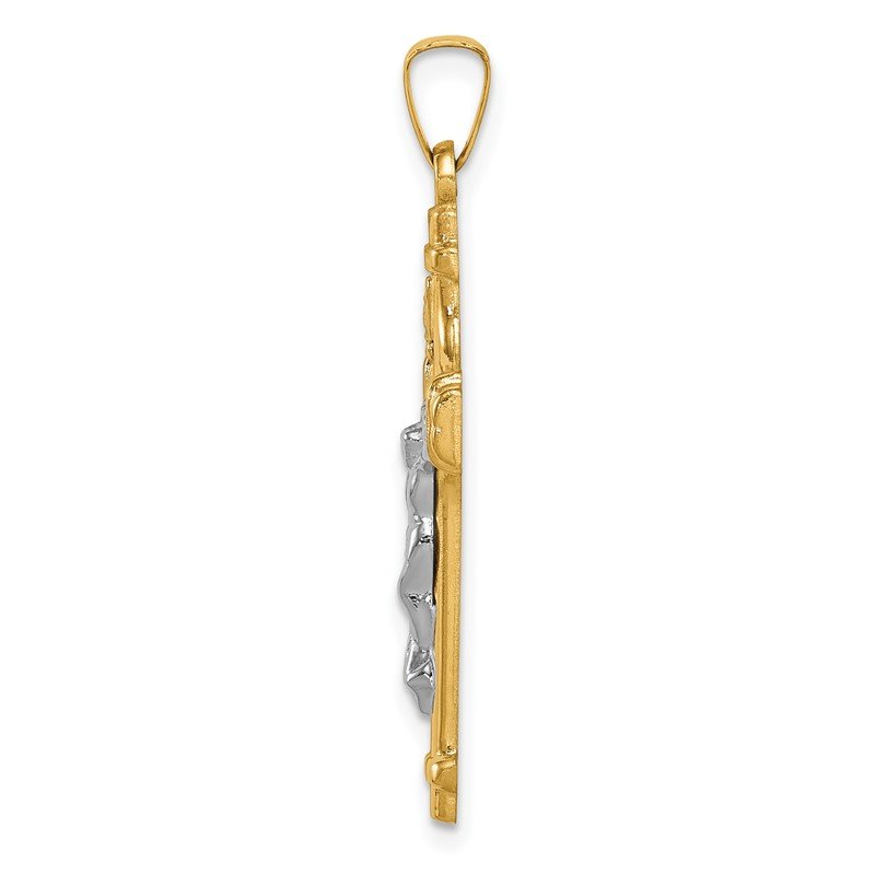 14k Two-tone Polished INRI Crucifix Pendant